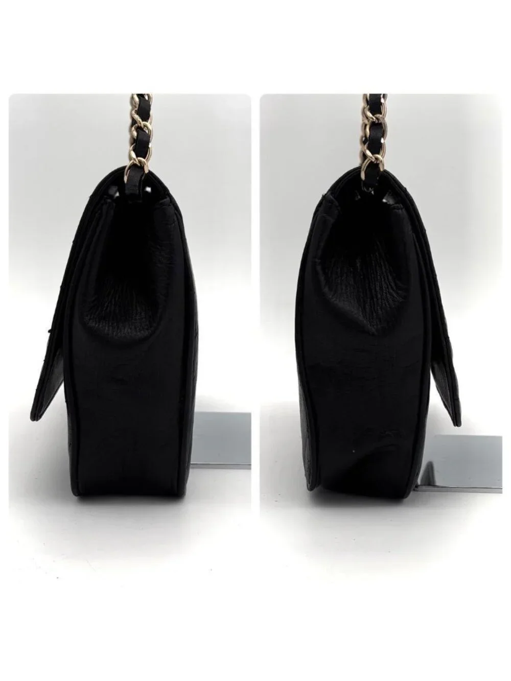 Chanel Mademoiselle Chain Shoulder Bag Black Leather Gold